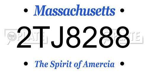 2TJ8288 Massachusetts License Plate