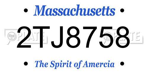 2TJ8758 Massachusetts License Plate