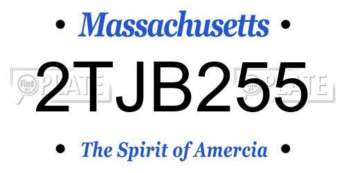 2TJB255 Massachusetts License Plate