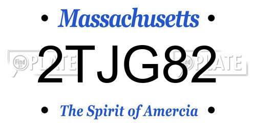 2TJG82 Massachusetts License Plate