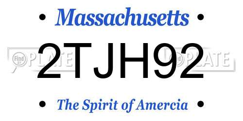 2TJH92 Massachusetts License Plate
