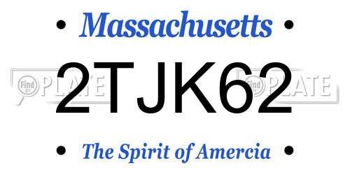 2TJK62 Massachusetts License Plate