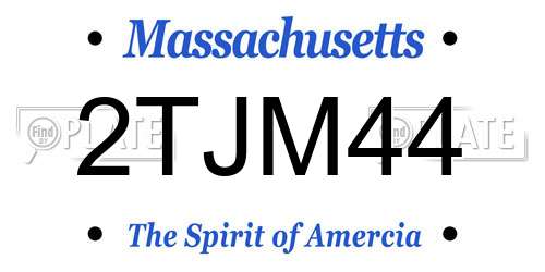 2TJM44 Massachusetts License Plate