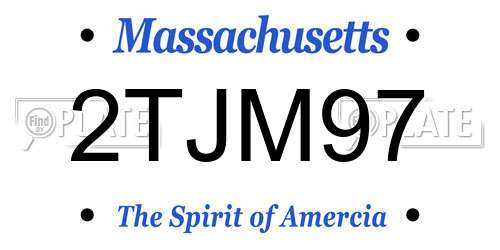 2TJM97 Massachusetts License Plate