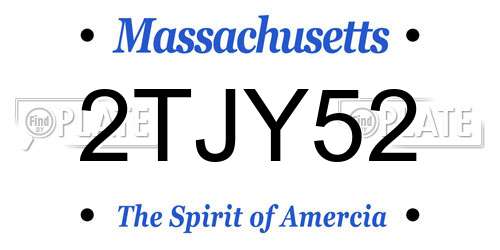 2TJY52 Massachusetts License Plate