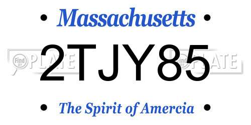 2TJY85 Massachusetts License Plate