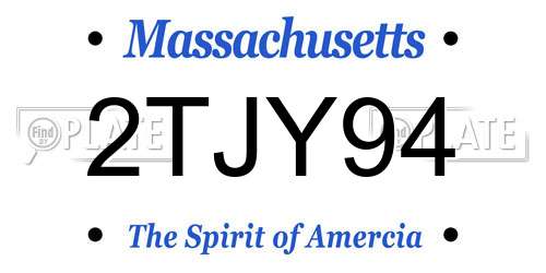 2TJY94 Massachusetts License Plate
