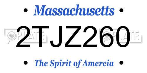 2TJZ260 Massachusetts License Plate