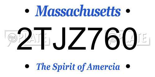 2TJZ760 Massachusetts License Plate