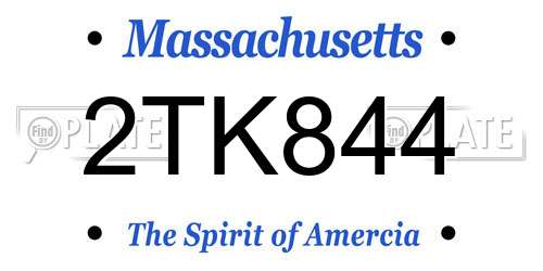2TK844 Massachusetts License Plate