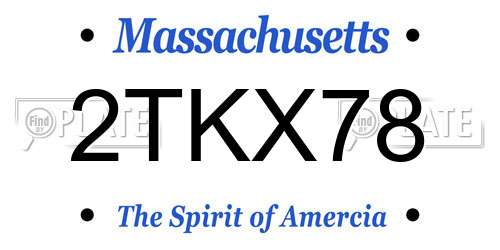 2TKX78 Massachusetts License Plate