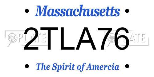2TLA76 Massachusetts License Plate