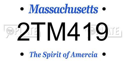 2TM419 Massachusetts License Plate