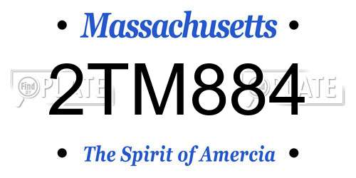 2TM884 Massachusetts License Plate