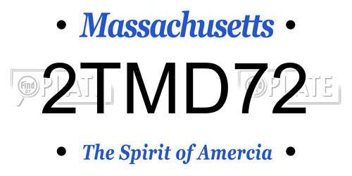 2TMD72 Massachusetts License Plate