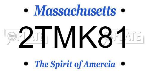 2TMK81 Massachusetts License Plate