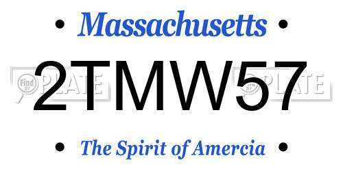 2TMW57 Massachusetts License Plate