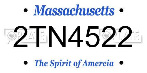 2TN4522 Massachusetts License Plate