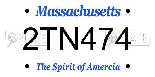 2TN474 Massachusetts License Plate