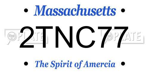 2TNC77 Massachusetts License Plate