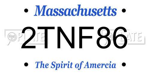 2TNF86 Massachusetts License Plate