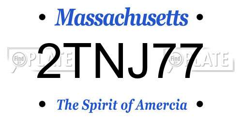 2TNJ77 Massachusetts License Plate