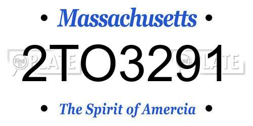 2TO3291 Massachusetts License Plate