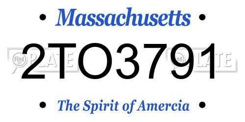 2TO3791 Massachusetts License Plate