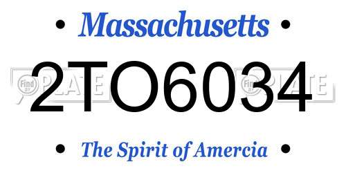 2TO6034 Massachusetts License Plate