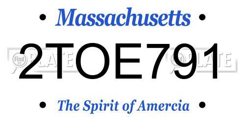 2TOE791 Massachusetts License Plate