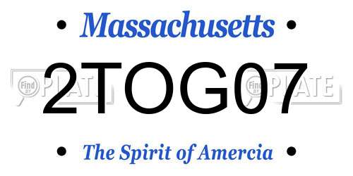 2TOG07 Massachusetts License Plate