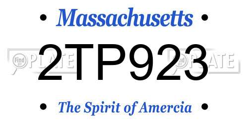 2TP923 Massachusetts License Plate