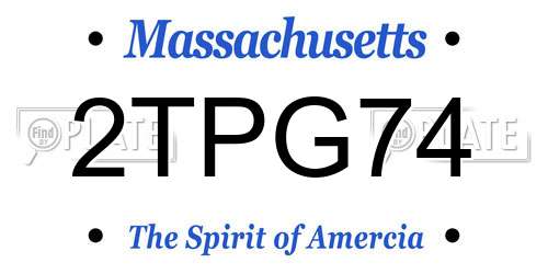 2TPG74 Massachusetts License Plate