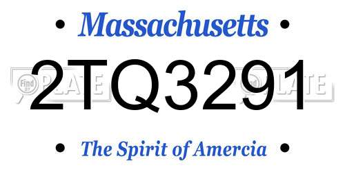 2TQ3291 Massachusetts License Plate