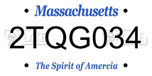 2TQG034 Massachusetts License Plate