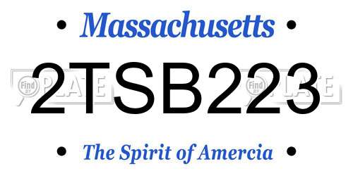 2TSB223 Massachusetts License Plate