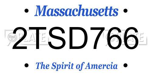 2TSD766 Massachusetts License Plate