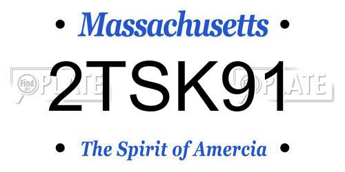 2TSK91 Massachusetts License Plate
