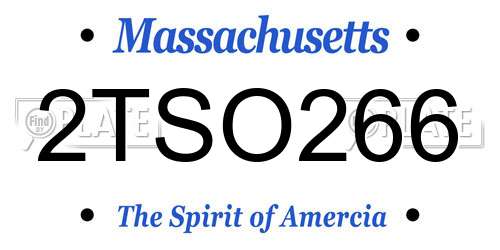 2TSO266 Massachusetts License Plate