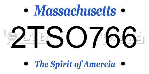 2TSO766 Massachusetts License Plate