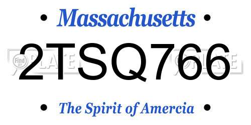 2TSQ766 Massachusetts License Plate