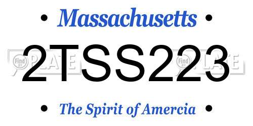 2TSS223 Massachusetts License Plate