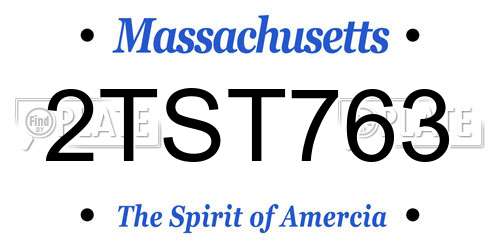 2TST763 Massachusetts License Plate