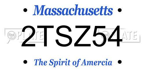 2TSZ54 Massachusetts License Plate