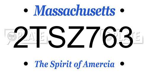 2TSZ763 Massachusetts License Plate