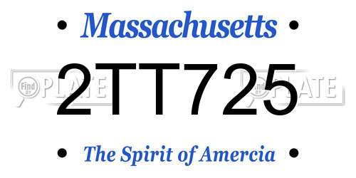 2TT725 Massachusetts License Plate