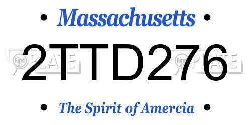 2TTD276 Massachusetts License Plate