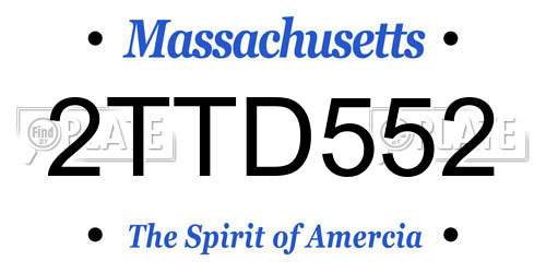 2TTD552 Massachusetts License Plate