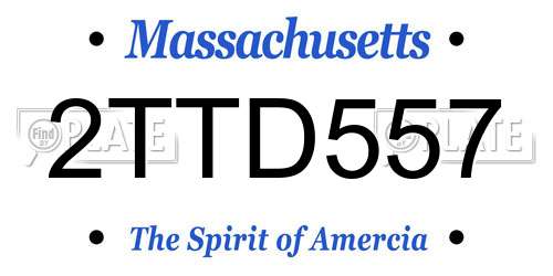 2TTD557 Massachusetts License Plate