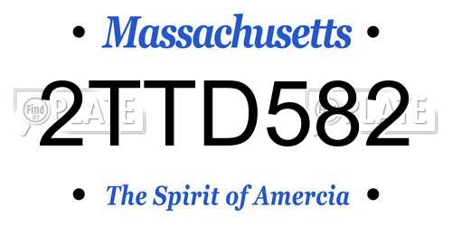 2TTD582 Massachusetts License Plate